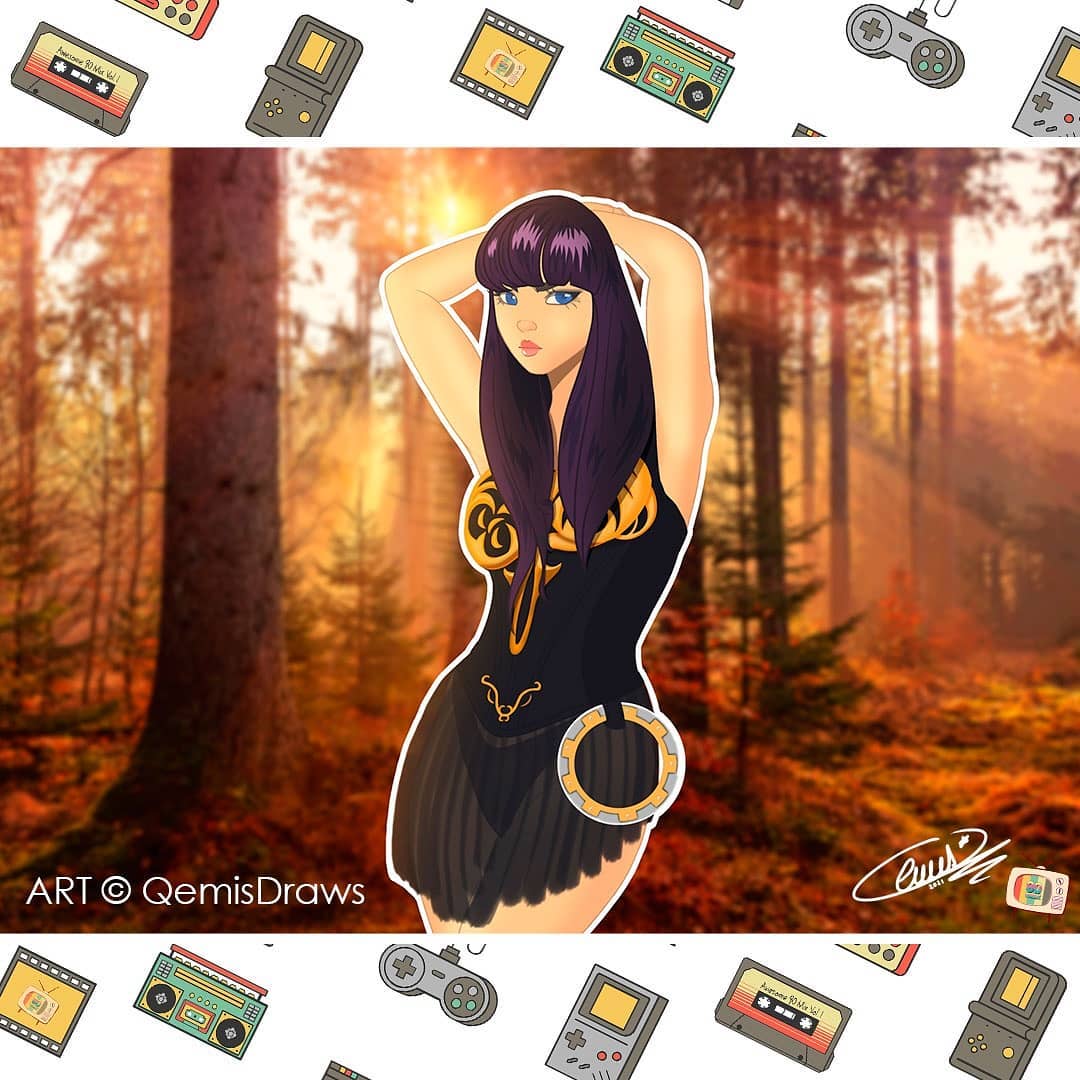 xena the warrior princess posing in the forest