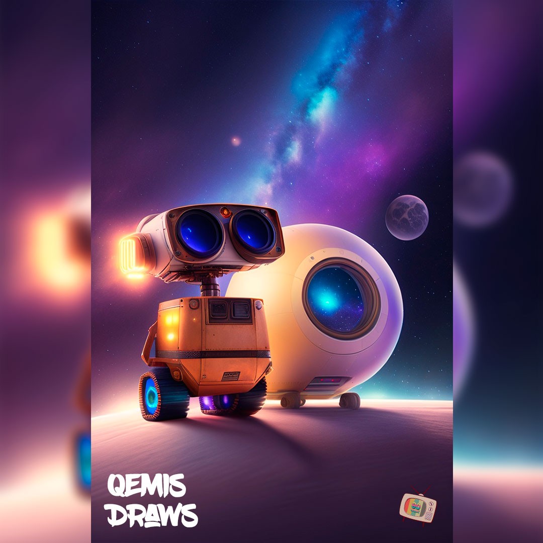 wall-e and eve on the surface of an unknown planet lost in space