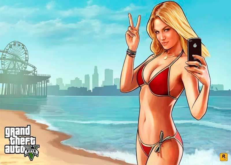 Mujer rubia que aparece en pantalla de carga de Grand Theft Auto V