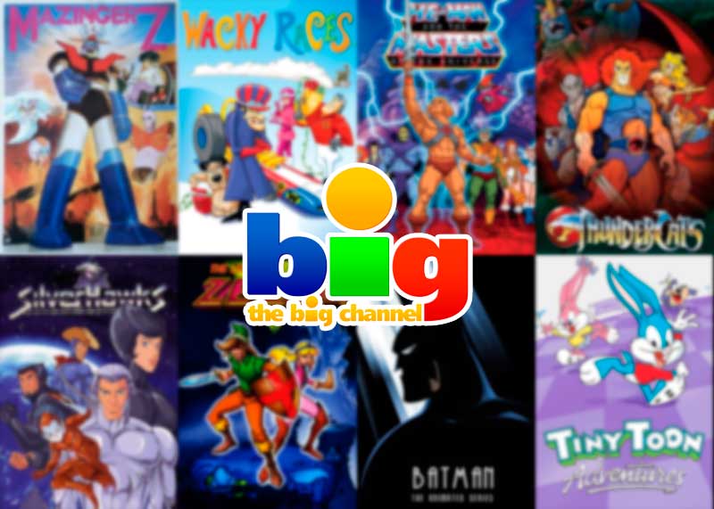 Logo de The Big Channel sobre collage de series animadas del canal.