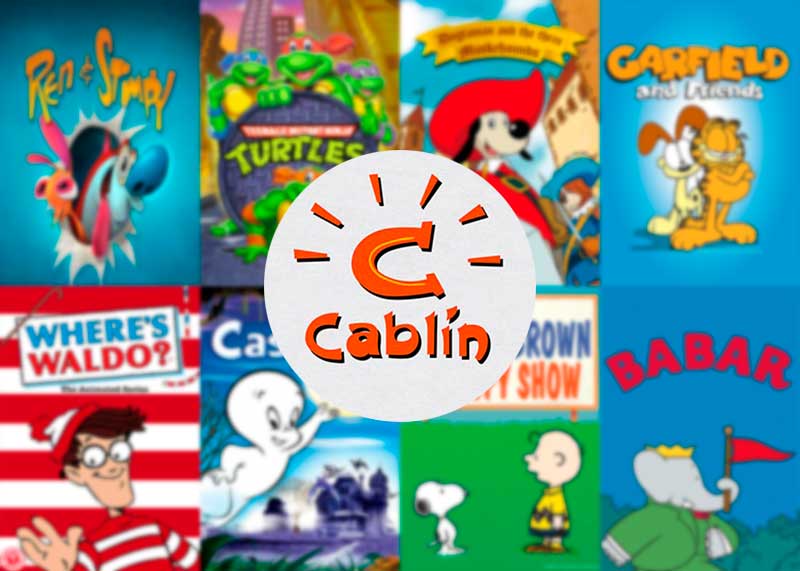 Logo de Cablín sobre collage de series animadas del canal.