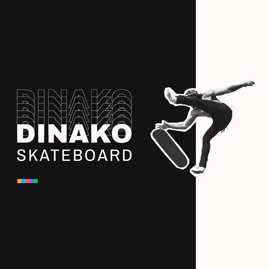 Diseño de branding para tienda de skaboards. Cliente: Dinako Skateboard.